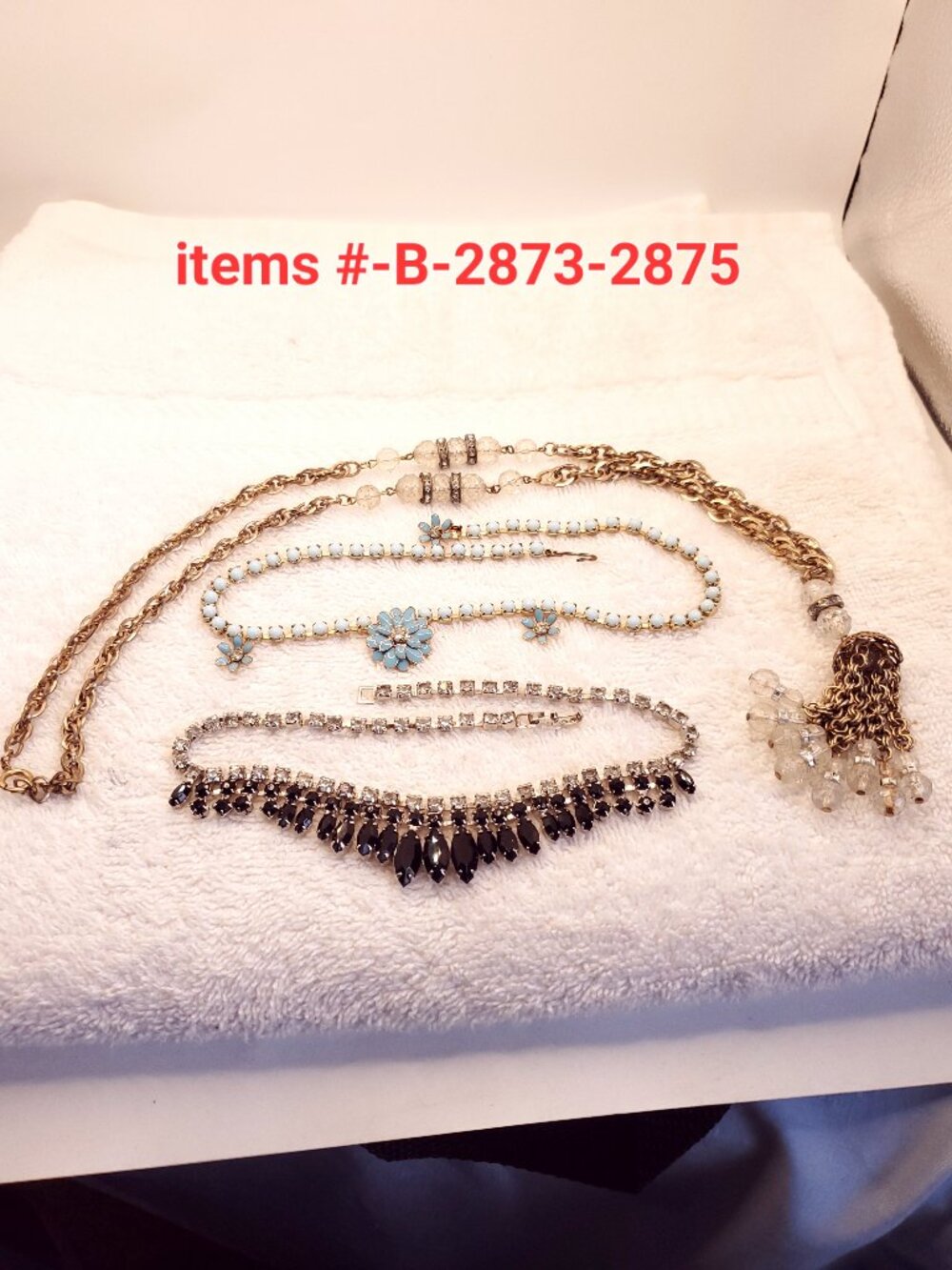3 Vintage Necklaces, items # B- 2873-2875,. wt. 106 grams.